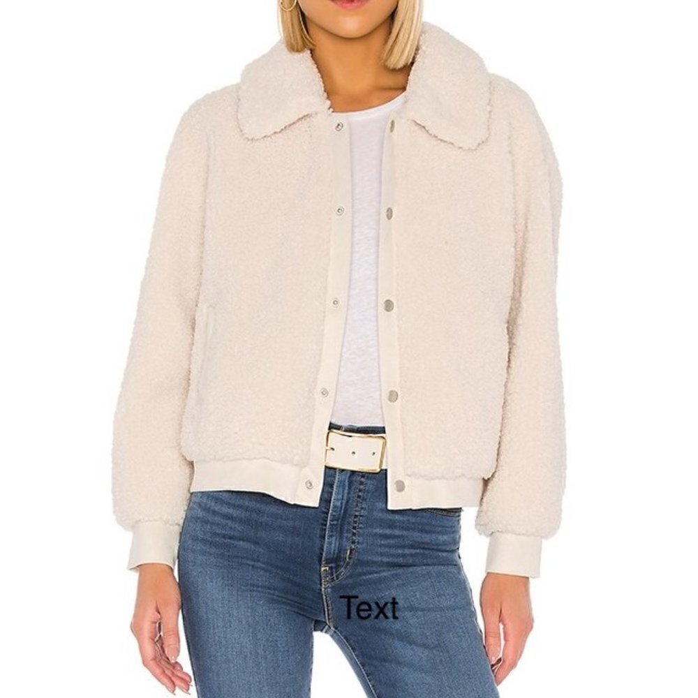 Tularosa Revolve Oona Cream Faux‎ Fur Fluffy Bomber Jacket M​​​​​​​​​​​​​​​​​​​